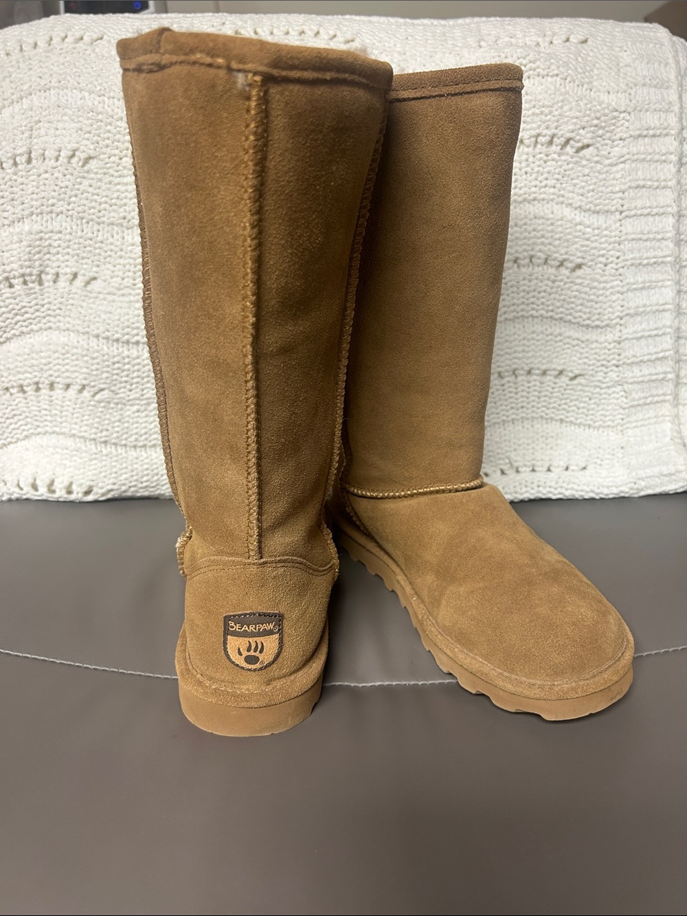 BearPaw Tall Suede Boots in Hickory